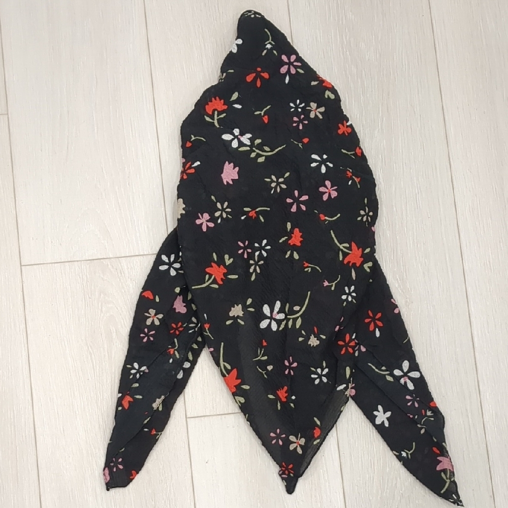 Floral Black Scarf Pretied